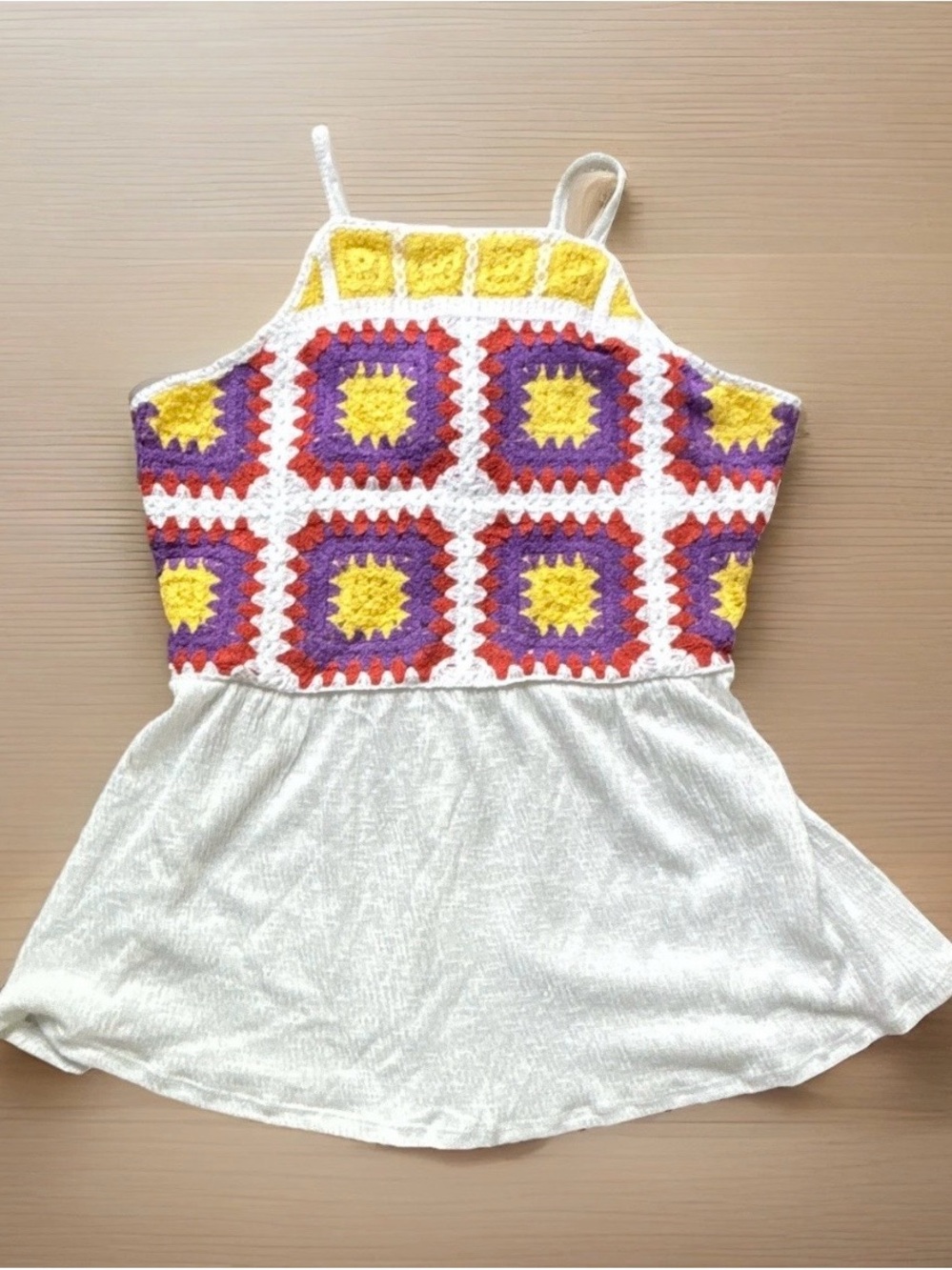 Maurices Girls Crochet Square Tank Top Dress - White, Yellow, Purple